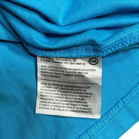 CANDA men medium cotton shirt, turquoise , contrast trim , patch added, coastal - Picture 8 of 10